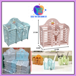 Ống Đựng Đũa Nhựa 3 Ngăn Việt Nhật 2708 giỏ để đũa muỗng nhựa nguyên sinh an toàn sức khỏe