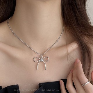 Dây chuyền nơ bạc mẫu mới cá tính đơn giản Tatitava