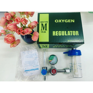 Bộ đồng hồ oxy y tế đo áp suất bình khí, đồng hồ gắn bình oxy 3 màu