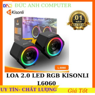 Loa Máy Tính Để Bàn Mini Led Rgb 2.0 Kisonli L-6060 Loa Vi Tính Laptop Gaming Nghe Nhạc Bass Lớn Có Dây