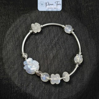 Vòng tay hồ ly moon mix ngũ điếu và charm bạc phước tâm , vòng phong thủy mang năng lượng tích cực, may mắn, tài lộc
