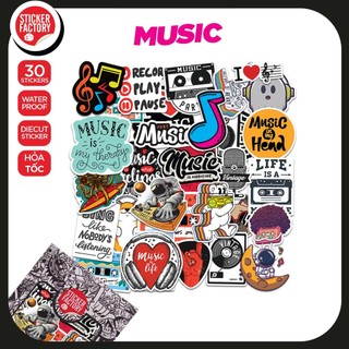 Music - Set 30 sticker decal hình dán nón bảo hiểm, laptop, xe máy, ô tô - STICKER FACTORY