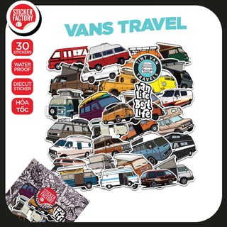 Vans Travel - Set 30 sticker decal hình dán nón bảo hiểm, laptop, xe máy, ô tô - STICKER FACTORY