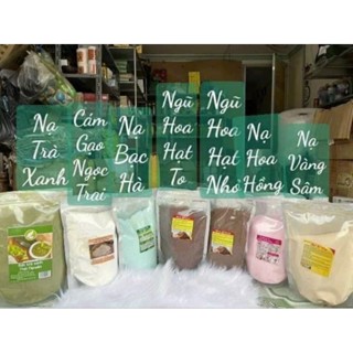 Bột đắp mặt ngũ hoa, trà xanh, vàng sâm, đá lạnh, hoa hồng, bạc hà bịch 1kg