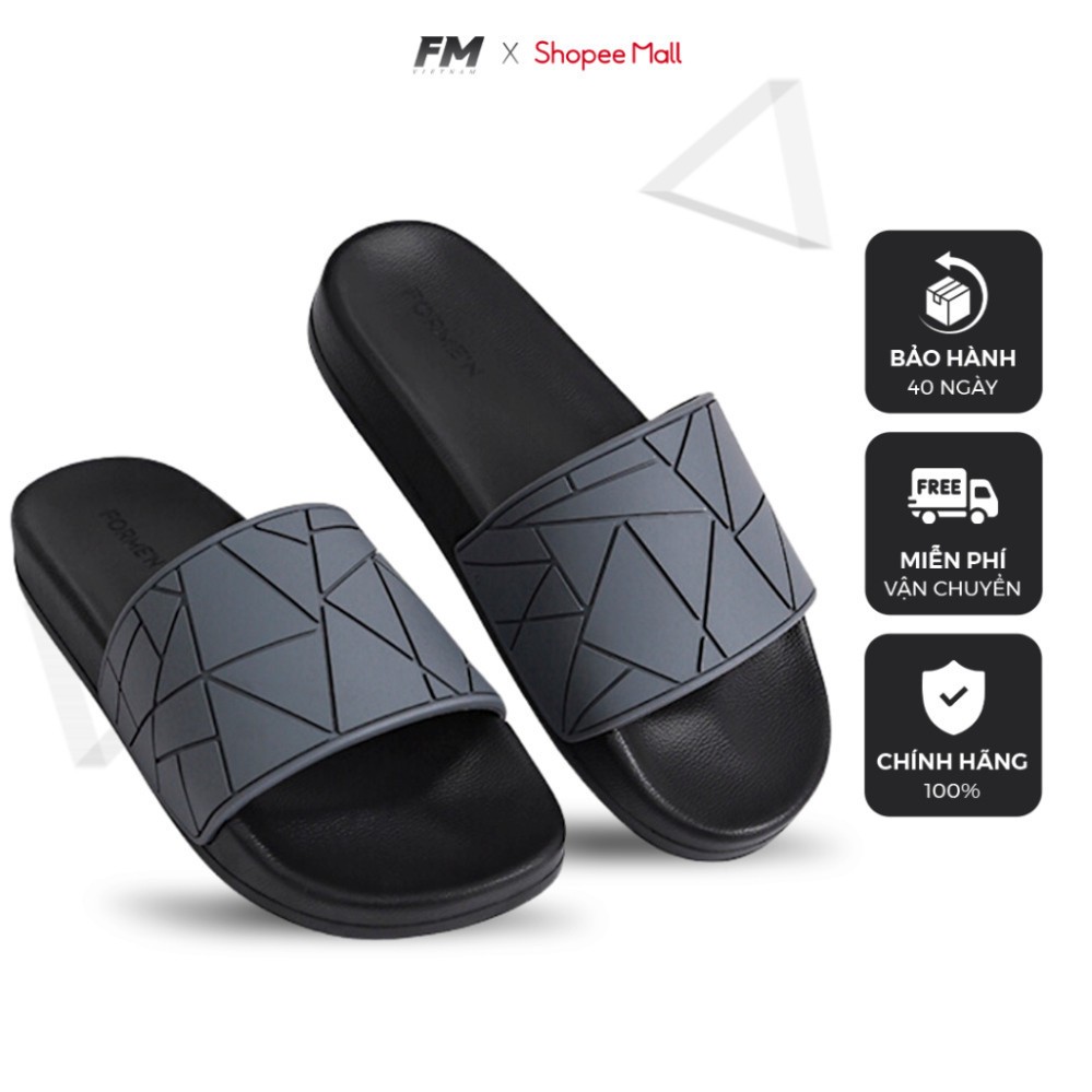 Dép quai ngang nam Unisex , Dép cao su thương hiệu FM Strong sport black and grey