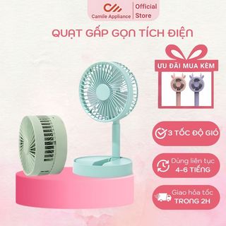 Quạt Tích Điện Gấp Gọn - Quạt Mini Để Bàn XM-28, Xoay 180 Độ, 3 Tốc Độ Gió, Cổng Sạc USB, Bào hành lỗi 1 đổi 1