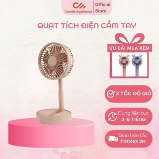 Quạt để bàn tích điện 3 mức độ gió sạc USB tiện lợi, quạt mini xoay 180 độ nhiều màu mã 395