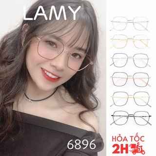 Gọng kính nữ LAMY kim loại mảnh mắt kính thời trang nữ dáng lục giác 6896