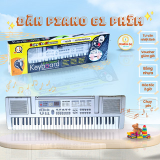 Đàn piano điện tử keyboard 61 phím, đồ chơi đàn piano mini keyboard 61 phím kèm mic cho bé bonbon66.shop