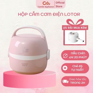 [2 Tầng] Hộp cơm cắm điện Lotor, hâm nóng giữ nhiệt Inox 304, tự ngắt bảo vệ hộp cơm