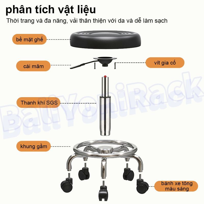 Bali Ghế CóThể Điều Chỉnh Nâng Hạ Xoay 360 Độ Ghế Có Thiết Kế 5Bánh Loại Da Tốt Xe Di Chuyển Dễ Dàng | BigBuy360 - bigbuy360.vn