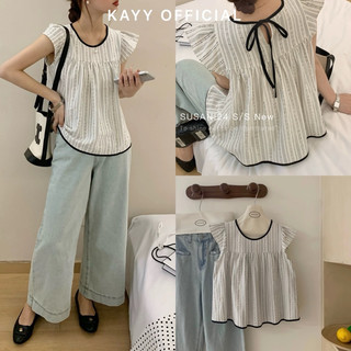 Kayy. áo babydoll kẻ viền _ a3508