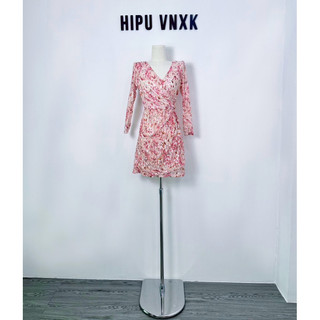 HIPU.VNXK - Đầm warehouse ren cổ wrap tay dài hoạ tiết ren.