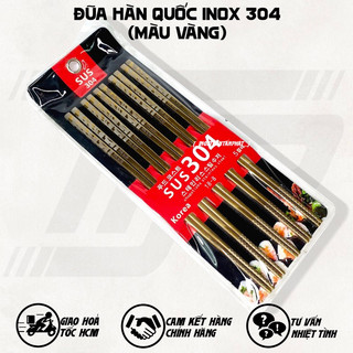 Bộ 5 đũa inox vàng - inox 304