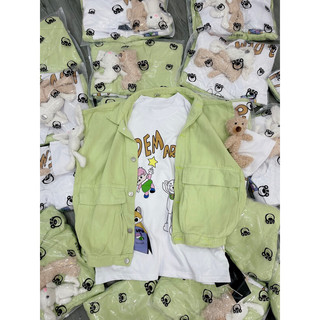 Set áo siucap cậu bé phối khoác jean hồng siêu cute