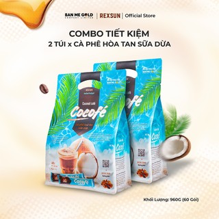  2 Túi Cà Phê Sữa Dừa Cocofe - Instant Delight (60 Gói) - Coconut Cafe Hòa Tan Ban Me Gold - Rexsun