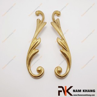 Tay nắm cửa tủ lá đồng cong NKD078 (Màu Đồng Vàng)