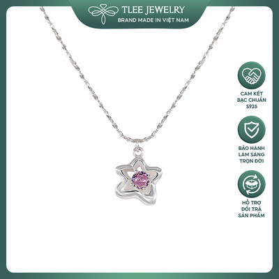 Dây chuyền bạc nữ TLEE, vòng cổ ngôi sao đính đá hồng siêu dễ thươngg TLEE JEWELRY (LIVE)