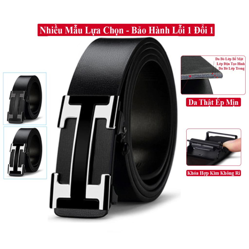 Thắt Lưng Nam Da Bò Thật Cao Cấp VICENZO Khóa Tự Động Hợp Kim Chống Rỉ Bảo Hành Lỗi 1 Đổi 1. Nịt Lưng Nam Da Bò Thật