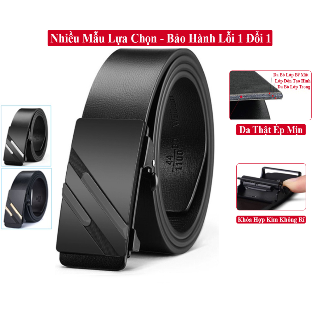 Thắt Lưng Nam VICENZO Da Bò Thật Cao Cấp Dây Luồn Trong Khóa Tự Động Chống Rỉ. Dây Nịt Lưng Nam Có Bảo Hành 1 Đổi 1