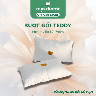 Ruột Gối Nằm Teddy Mịn Decor Thêu Gấu Ruột Bông Gòn Mềm Êm, Kích Thước 50x70cm
