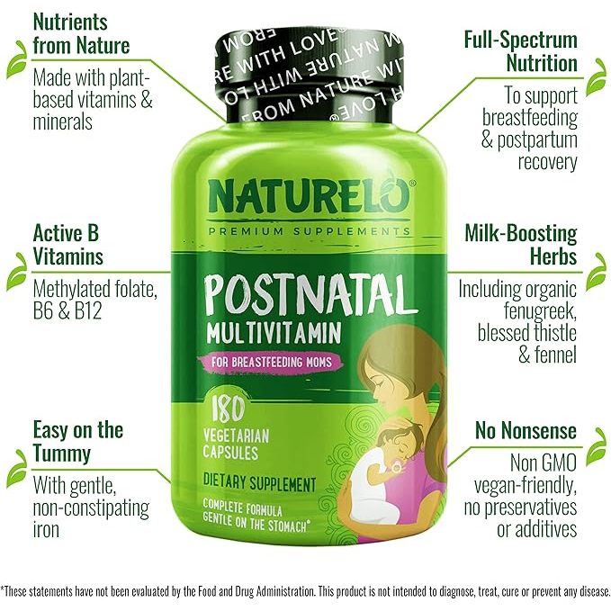 Naturelo Postnatal Multivitamin - Viên Uống Vitamin Tổng Hợp Cho Phụ Nữ Sau Sinh 180 viên