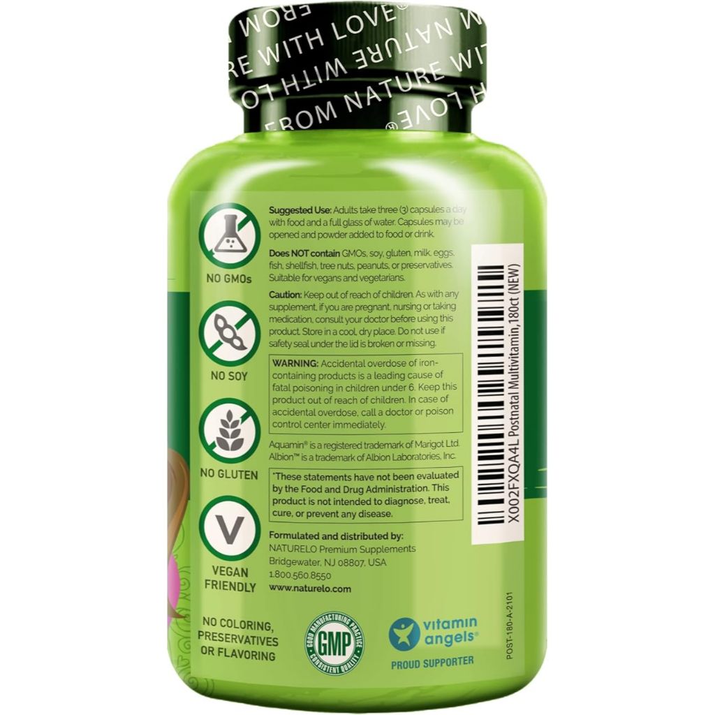 Naturelo Postnatal Multivitamin - Viên Uống Vitamin Tổng Hợp Cho Phụ Nữ Sau Sinh 180 viên