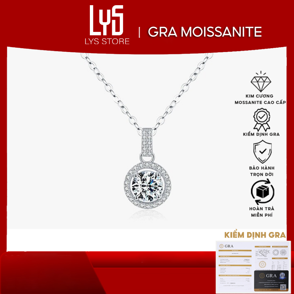 Dây chuyền nữ kim cương Moissanite 4 ly DN003 - Kiểm định GRA
