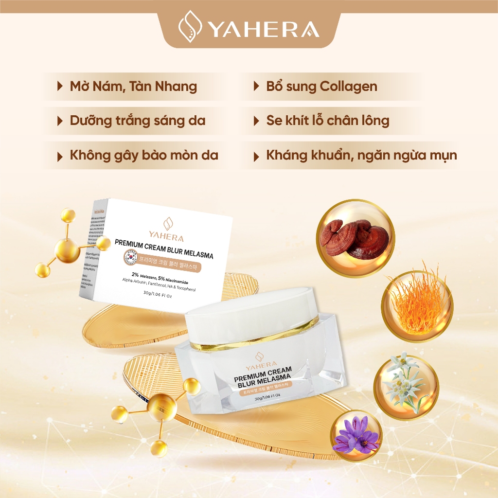 Kem mờ nám tàn nhang YAHERA Premium Cream Blur Melasma mờ nám tàn nhang chống lão hoá phục hồi da giảm nếp nhăn 30g