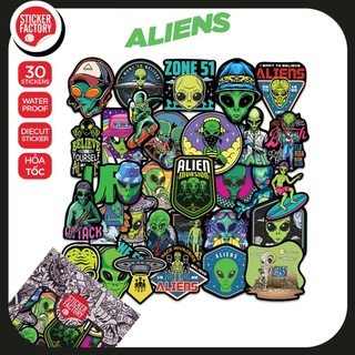 Aliens - Set 30 sticker decal hình dán nón bảo hiểm, laptop, xe máy, ô tô - STICKER FACTORY