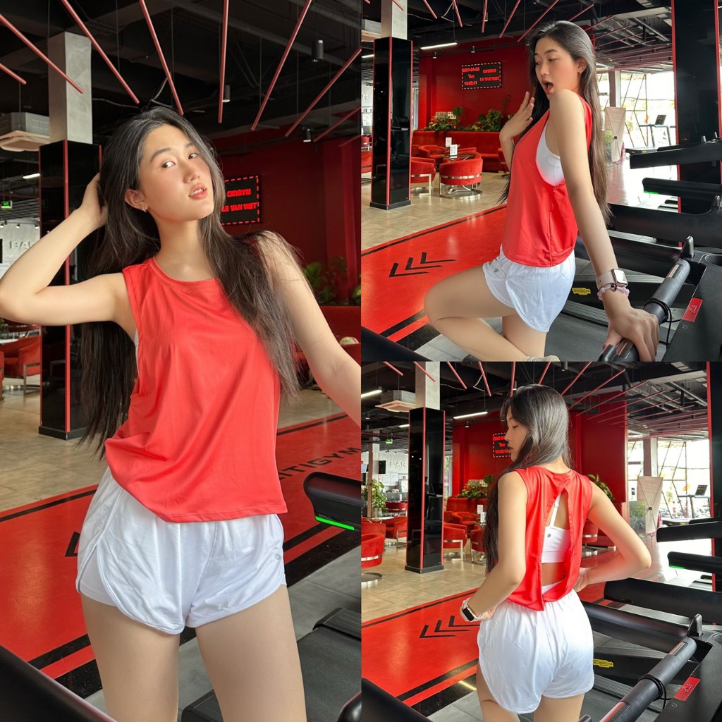Áo tanktop, Áo tanktop xoắn lưng, Áo tanktop xoắn lưng, Áo tanktop RUNNEX, vải mè kim thoáng mát