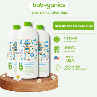 Nước rửa bình sữa không mùi hữu cơ Babyganics Foaming dish an toàn cho bé - hàng Mỹ - 946ml