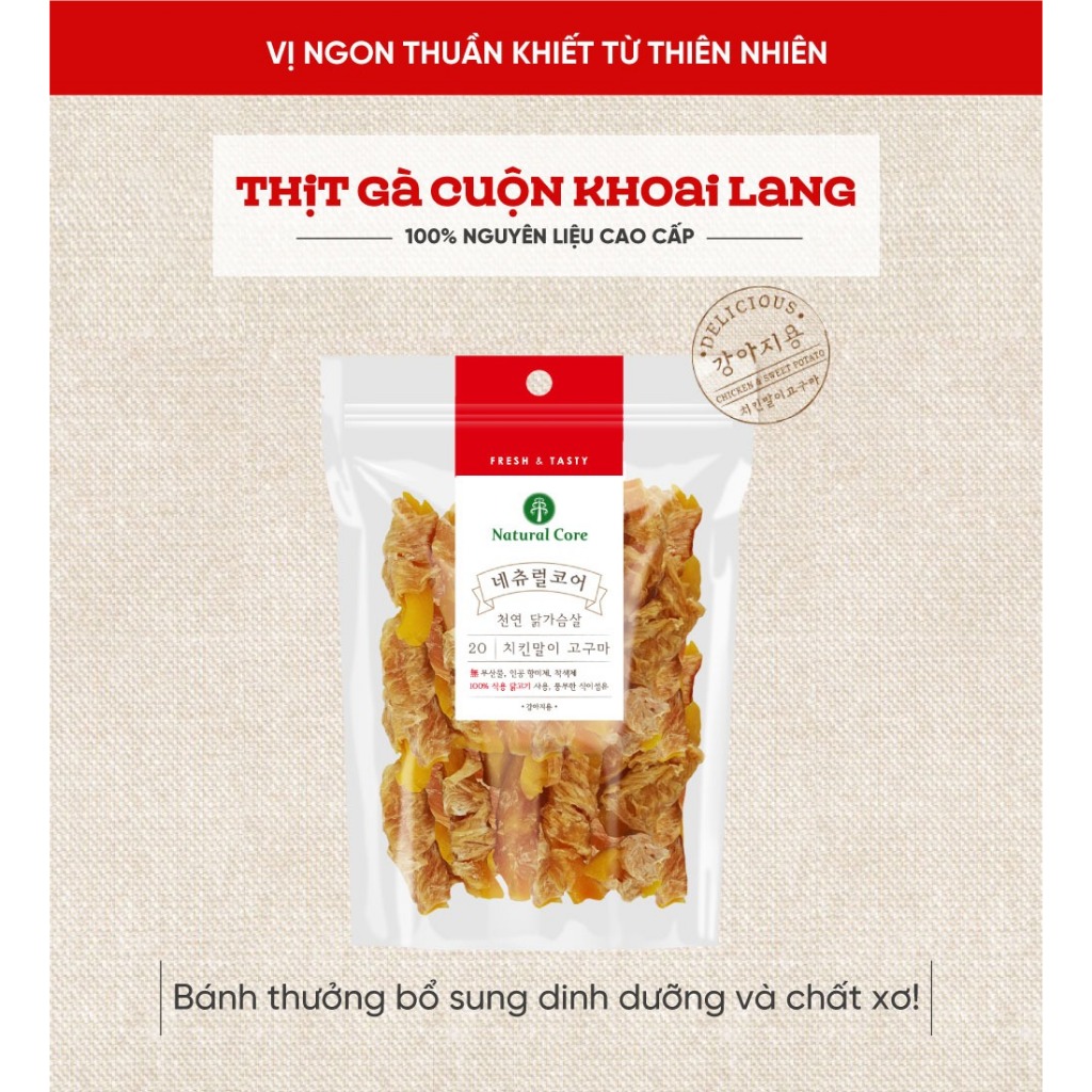 (Snack) THỊT CUỘN KHOAI LANG (gà, vịt) cho chó
