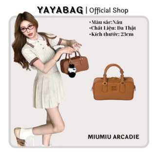 ⛔️[GIÁ TỐT NHẤT](Loại 1 Super) Túi Quai Xách Miu Arcadie Mini Tặng Kèm Móc Gấu Bông Túi Đeo Chéo Da Thật - Size23cm