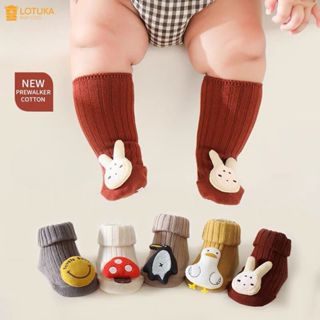 Tất Cotton Chống Trượt Thêu Đính Thú Cho Bé, Vớ Cao Cổ LOTUKA Bé Trai Bé Gái,Tất Trẻ Em 0-12m