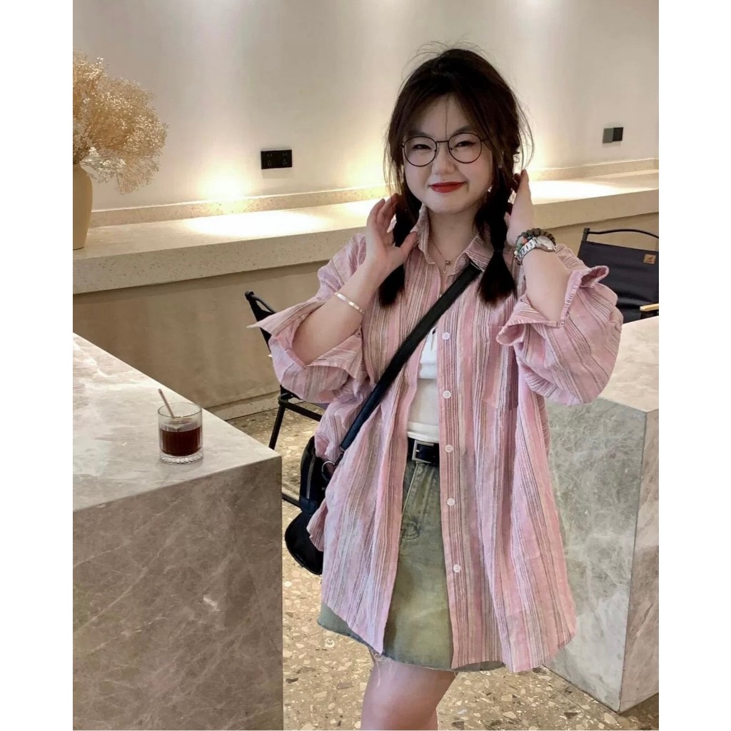 Áo sơ mi kẻ form rộng