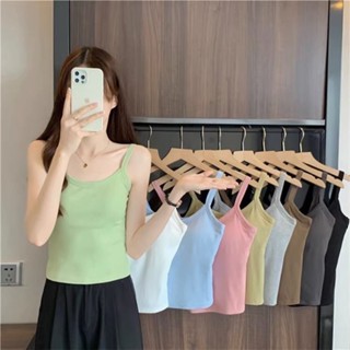 Áo Len 2 Dây CÓ ĐỆM MÚT NGỰC, Áo Thun Croptop Len Dệt Kim Trơn Gân 8 Màu Đơn Giản Hottrend Mùa Hè Qccc Shopquacam