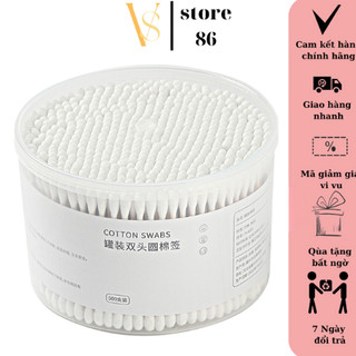Hộp 500 cây tăm bông ráy tai Cotton Swabs, set 500 tăm bông ráy tai 2 đầu tiện lợi, an toàn vệ sinh thấm hút tốt