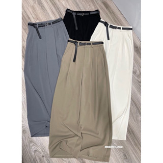 Quần Tây Ống Suông Nữ Kèm Dây Đai (Chất Gold Nhật) Mềm Mại Lưng Cao Tôn Dáng