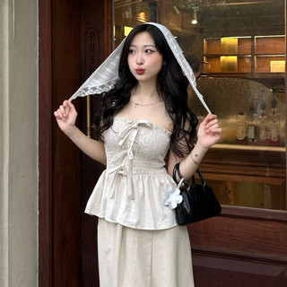 Áo Cúp Ngực Linen Đính Nơ