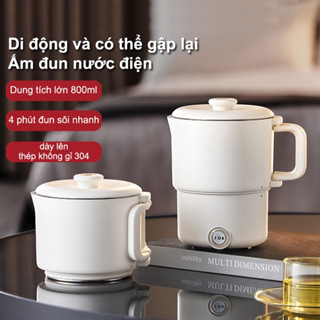 Ấm đun nước điện gấp gọn 800ml Ấm Đun Nước Siêu Tốc Mini Tự Động Có Thể Gấp Gọn Tiện Dụng nước inox 304