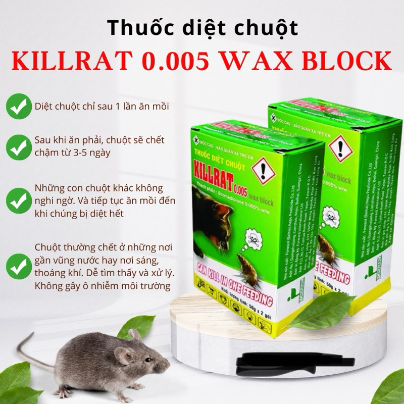 Thuốc diệt chuột KILLRAT 0.005% ( Hộp 2 gói)