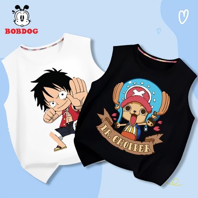 Áo bé trai BOBDOG, áo ba lỗ bé trai chất cotton nhẹ mát , áo thể thao in hình Luffy mũ rơm one piece cho bé