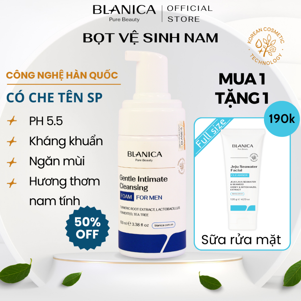Bọt vệ sinh nam BLANICA chiết xuất lá trầu không, Dung dịch vệ sinh tạo bọt, tự tin nam tính 100ml