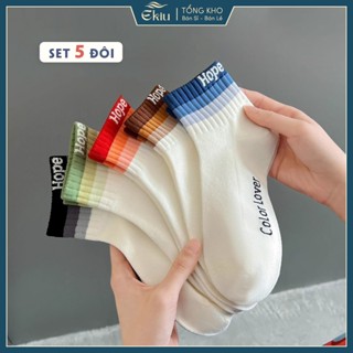 Tất vớ nam nữ cổ tất màu sắc, chất liệu cotton co giãn 4 chiều - Ekiu Shop