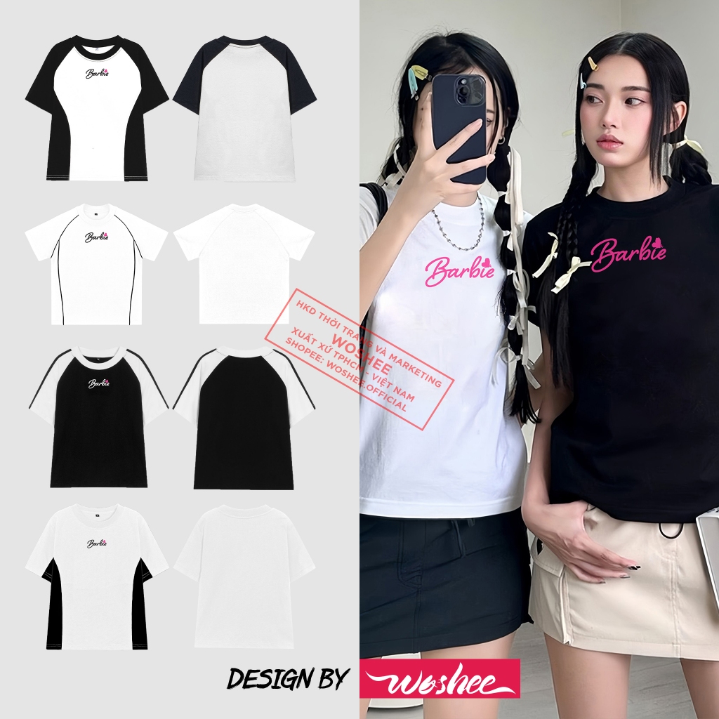Áo thun babytee WOSHEE áo thun baby tee basic BARBIE đáng yêu đứng form áo thun chính hãng BTV002