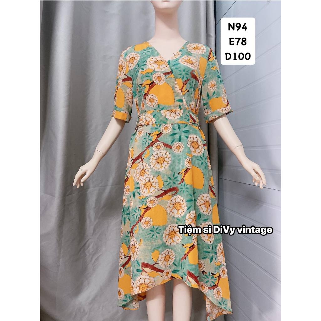 ĐẦM HOẠ TIẾT HOA VÀNG VOAN LỤA
