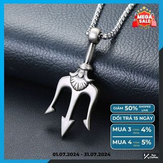 Dây Chuyền Nam Aquaman Đinh Ba Trident Kuu Clothes Màu Bạc - Mặt Vòng Cổ Nam Hình Đinh Ba Thép Titan Không Gỉ - Aquaman