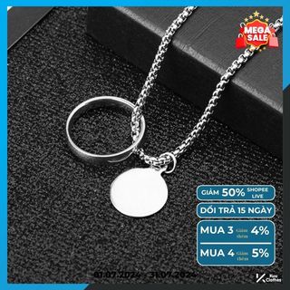 Dây Chuyền Nhẫn Unisex W Chains Kuu Clothes StreetWear Màu Bạc Cao Cấp - Dây chuyền Titan Khổng GỈ - W Chain