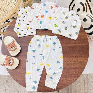 Combo 5 quần dài thun lạnh đáp đũng mông cho bé sơ sinh 3-12kg, co giãn 4 chiều nhiều họa tiết xinh Q13-COMBO5